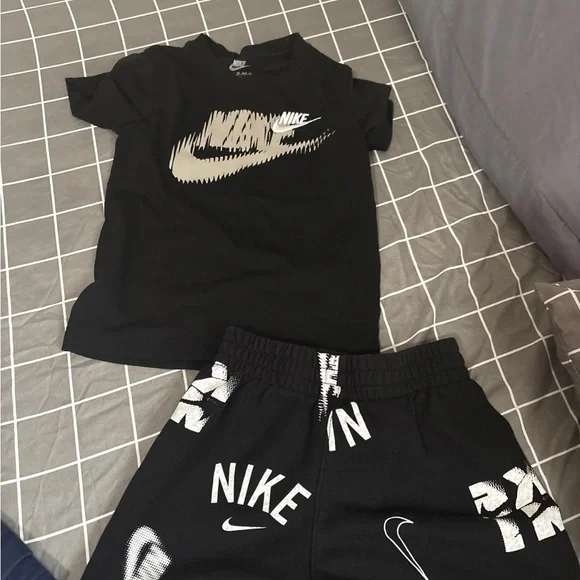 Nike Kids Light Blue and Black T-Shirt with Navy and Black Shorts Set - Picture 2 of 3